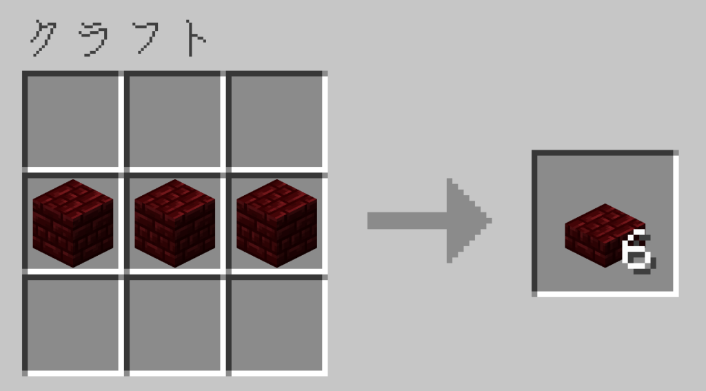 マイクラ 赤いネザーレンガのハーフブロック レシピ