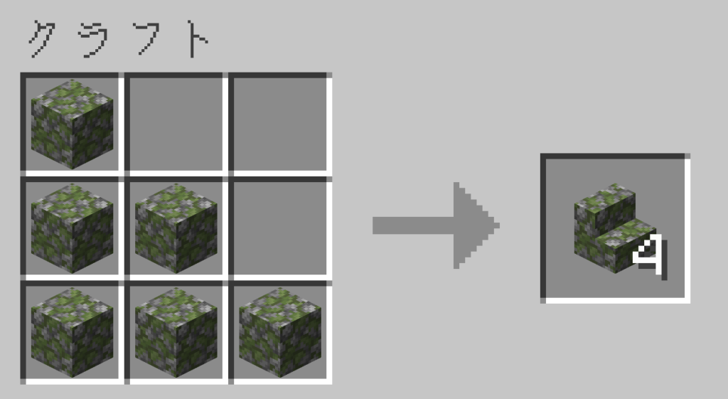 マイクラ　苔むした丸石の階段　レシピ