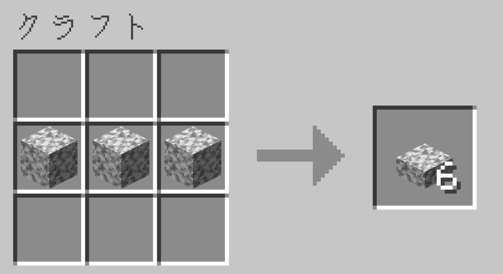 マイクラ 閃緑岩のハーフブロック レシピ