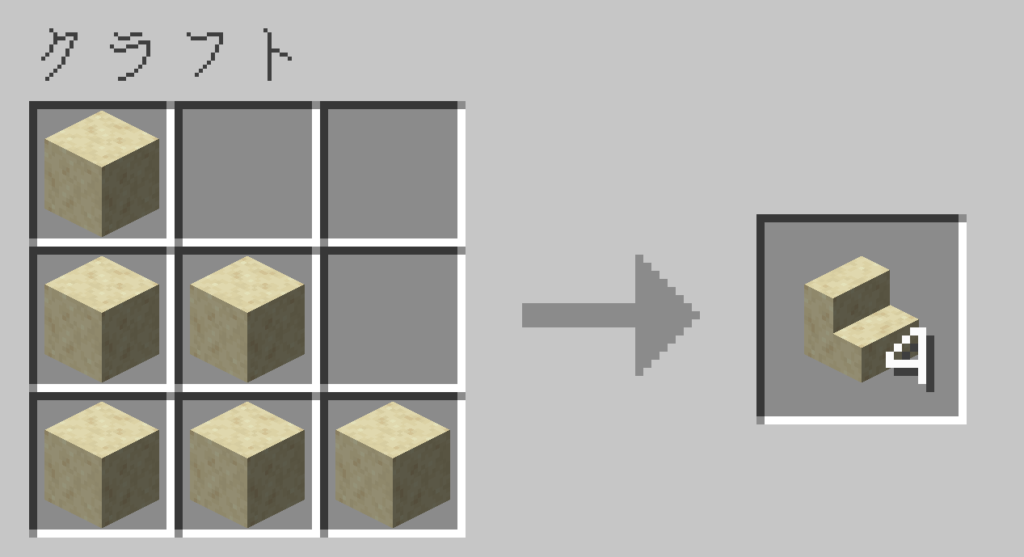 マイクラ　滑らかな砂岩の階段　作り方　クラフトレシピ