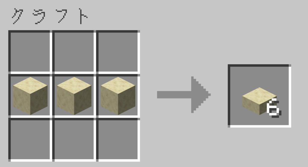 マイクラ　滑らかな砂岩のハーフブロック　作り方　クラフトレシピ