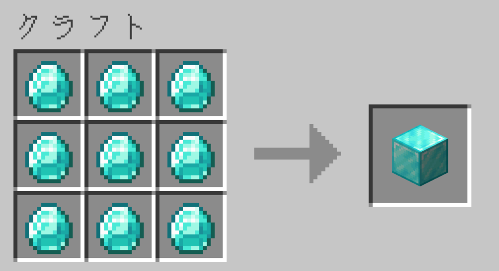 マイクラ　ダイヤモンドブロック　作り方　クラフトレシピ